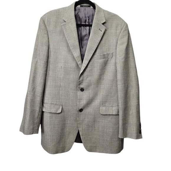 Lauren Ralph Lauren Suit Jacket Houndstooth Silk Wool Black And White Blazer